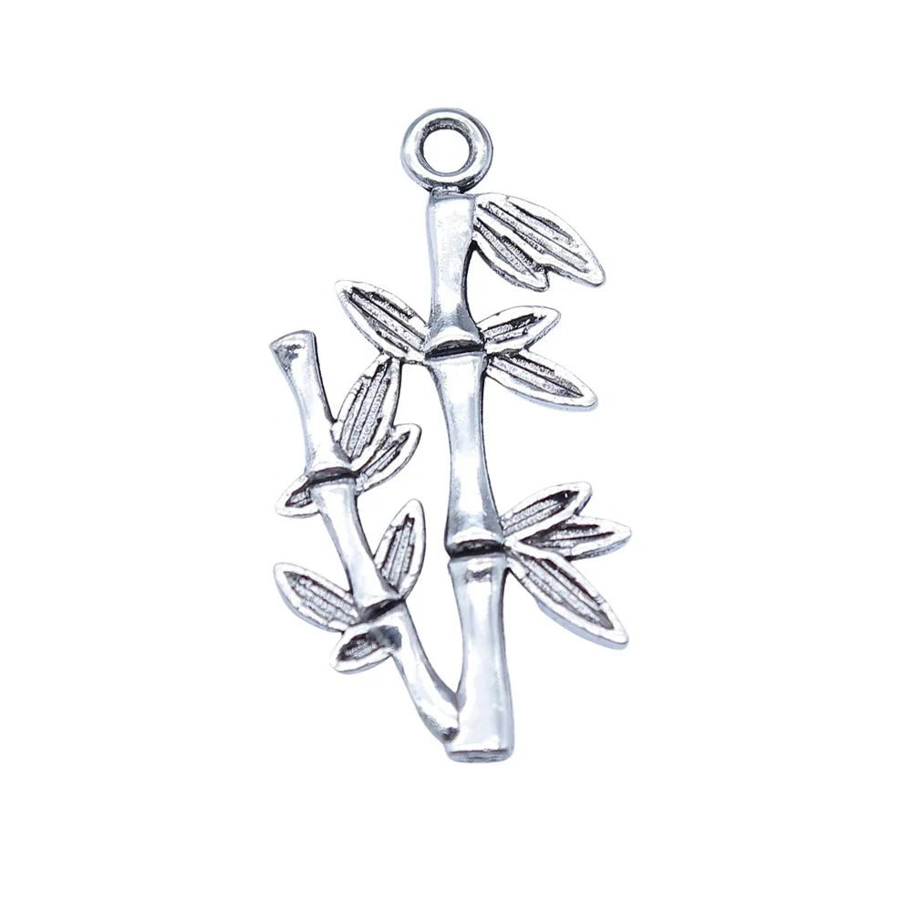 15x29mm 1.2g Antique Silver Zinc Alloy Bamboo Charm Pendant for Bracelet Necklace DIY Making