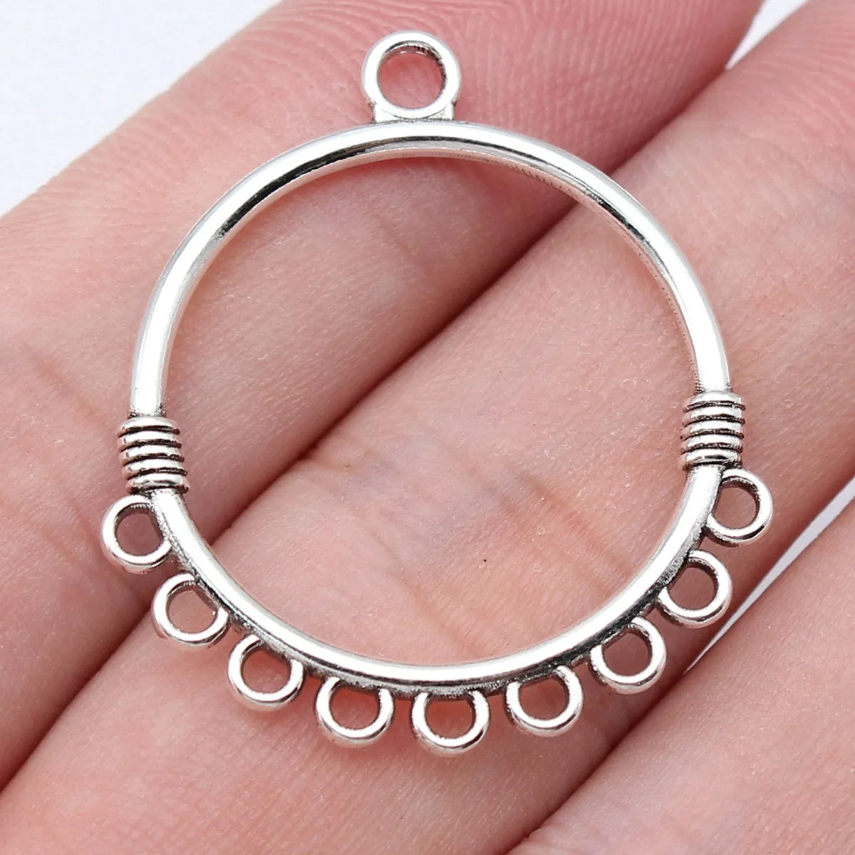 32x29mm 1.7g Multi Color Zinc Alloy Round Multi Hole Earring Connector Charms for DIY Earring Making