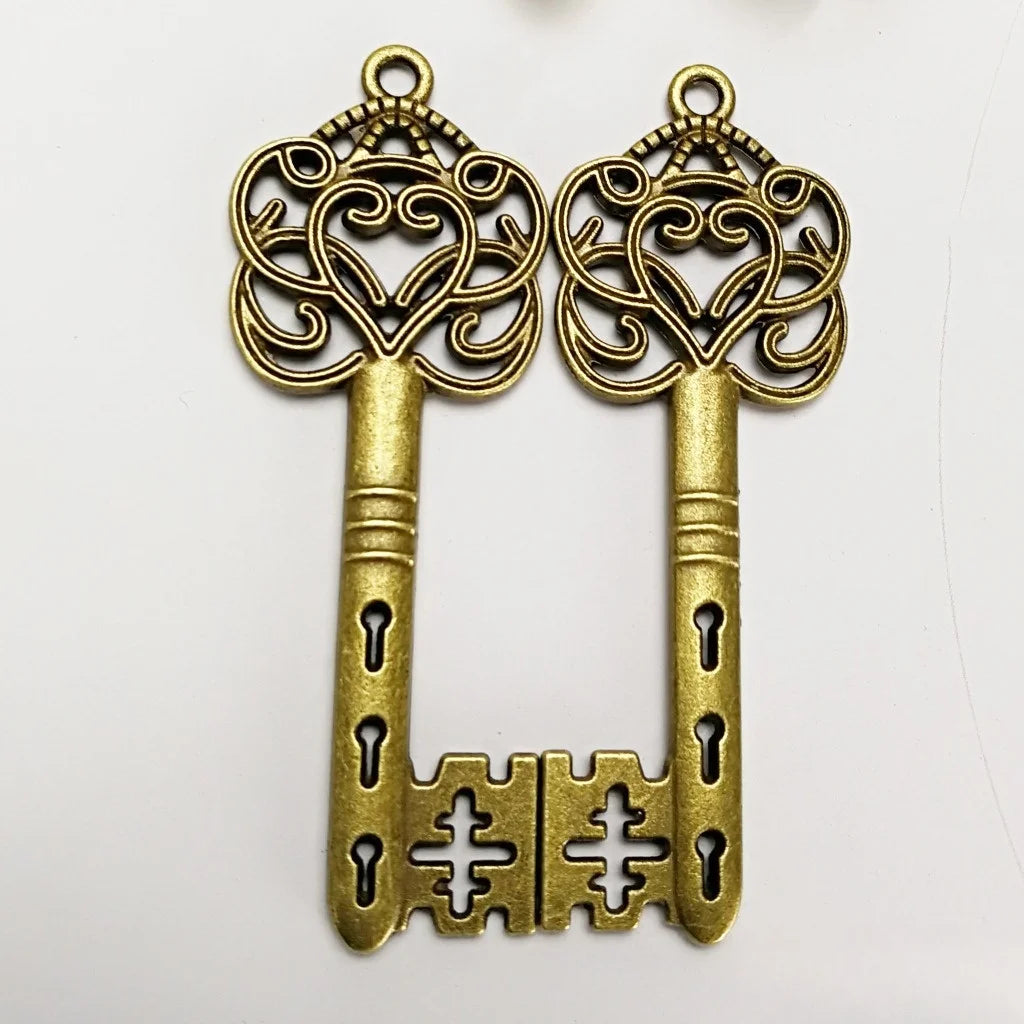 58x21MM Antique Silver Zinc Alloy Ornate Key Charm Pendant for DIY Necklace Bracelet Jewelry Making