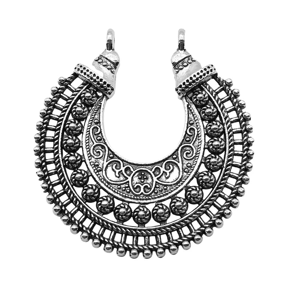 39x40mm 6.7g Antique Silver Zinc Alloy Geometric Earring Connector Charms Pendants for DIY Earrings Making