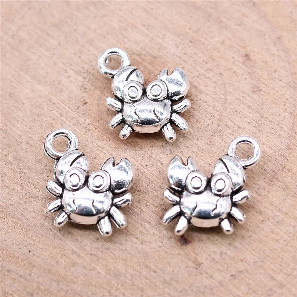 12x11mm 1g Multicolor Zinc Alloy Crab Charm Pendant for DIY Necklace Bracelet Jewelry Making