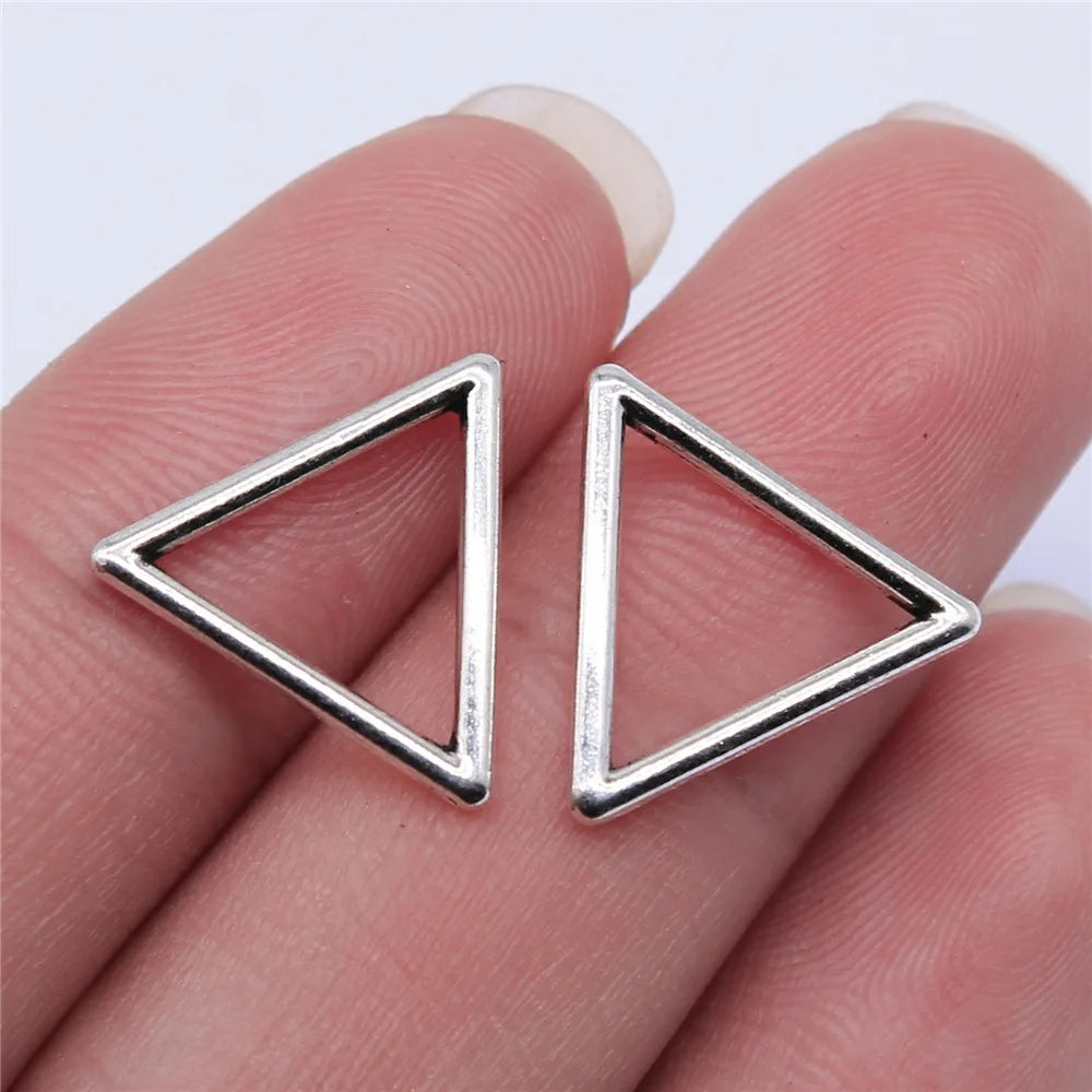 15x15mm 0.62g Multicolor Zinc Alloy Openwork Triangle Hollow Charm Pendant for DIY Jewelry Making