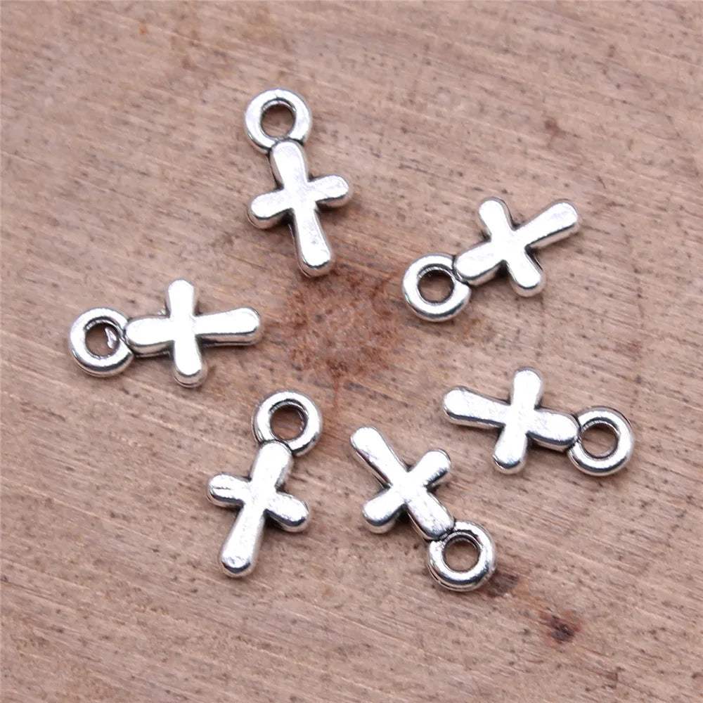 10x6mm 0.23g Multi Color Zinc Alloy Mini Cross Charm Pendant for DIY Bracelet Necklace Jewelry Making
