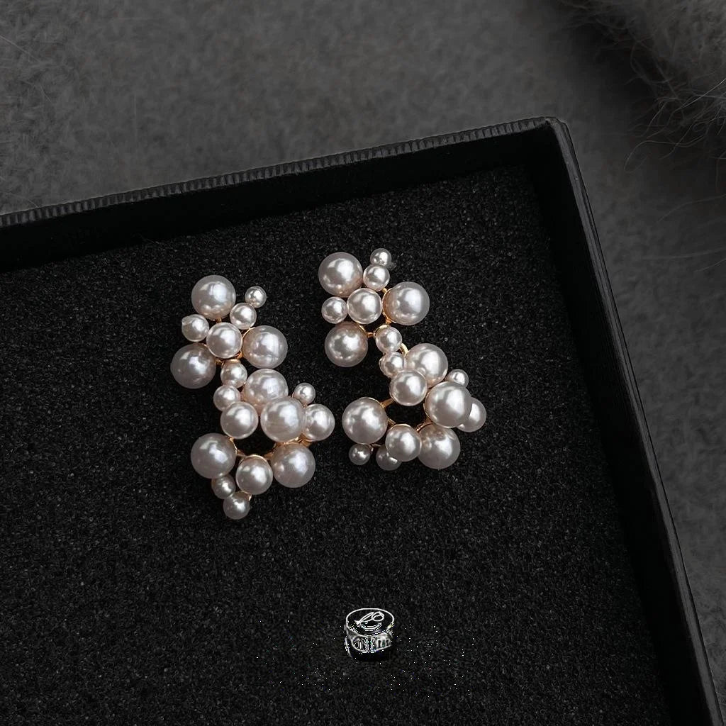 Light Luxury 14K Plated Pearl Tassel Constellation Drop Earrings With Copper