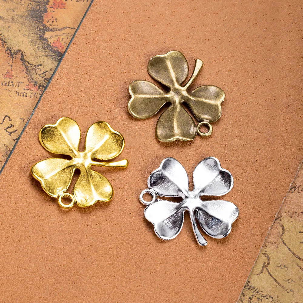27MM Zinc Alloy Four Leaf Clover Charm Pendant for DIY Necklace Bracelet Jewelry Making