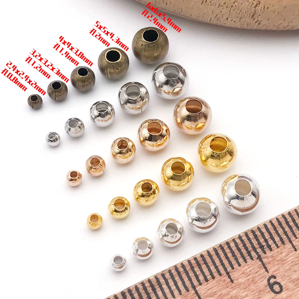 Polished Iron Round Spacer Beads Loose Metal Beads for DIY Bracelet Necklace Cord Jewelry