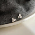 14K Plated Copper Zircon Triangle Geometric Mini Stud Earrings For Women