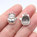 17.5x14.7mm 1.85g Antique Silver Zinc Alloy Lucky Cat Charm Pendant for DIY Necklace Bracelet Jewelry
