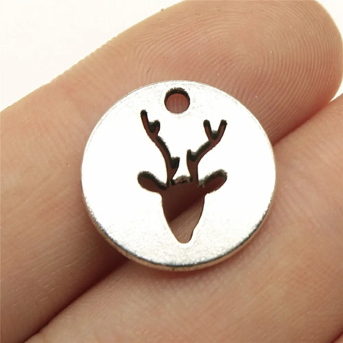 18mm 2g Multicolor Zinc Alloy Round Deer Head Tag Charm Pendant for DIY Jewelry Making
