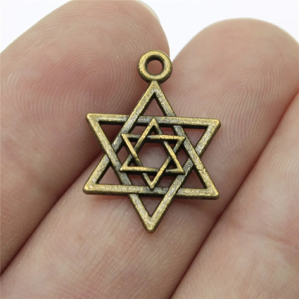 22mm 1g Multicolor Zinc Alloy Six Pointed Star Charm Pendant for DIY Necklace Bracelet Jewelry