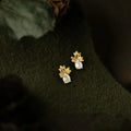 Mini Osmanthus Flower Stud Earrings Copper Zircon Teardrop Simple Modern Light Luxury Jewelry