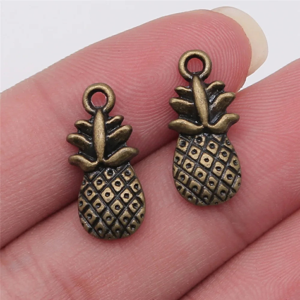 19x9mm 1.5g Multicolor Zinc Alloy Pineapple Charm Pendant for Fruit Theme DIY Necklace Bracelet Making