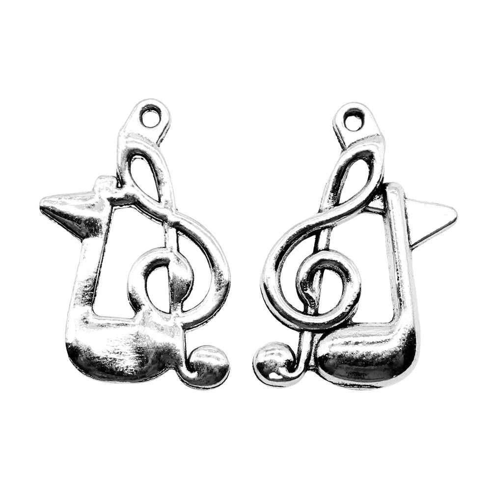 21x13mm 1.1g Antique Silver Zinc Alloy Music Note Charm Pendant for DIY Bracelet Necklace Making