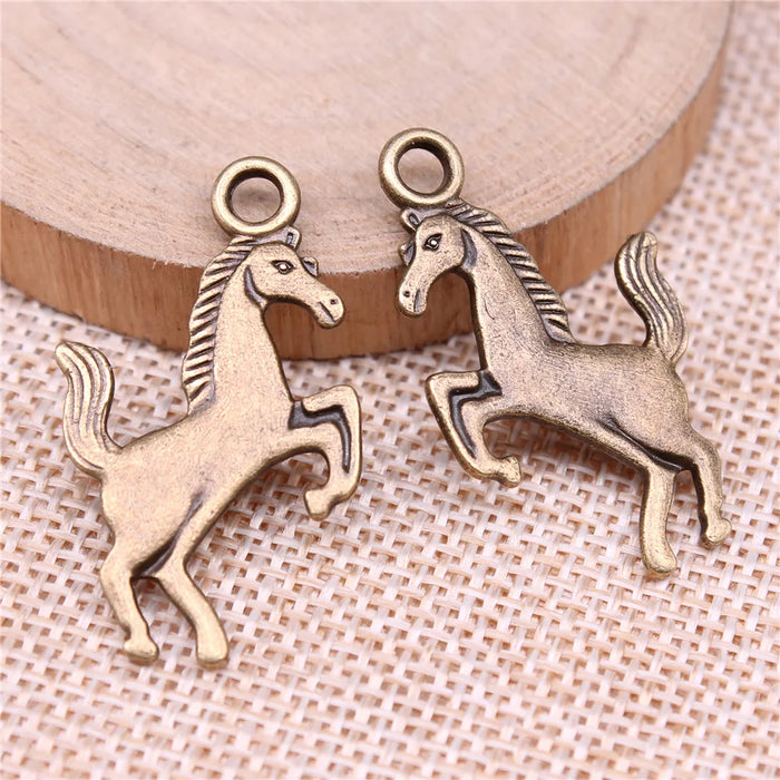 21x35mm 2.8g Antique Bronze Zinc Alloy Horse Charm Pendant for DIY Necklace Bracelet Jewelry Making