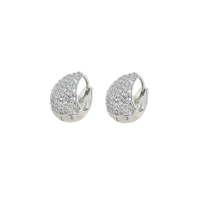 Elegant Teardrop Micro Pave Zircon Stud & Clip On No Piercing Light Luxury Commuter Earrings