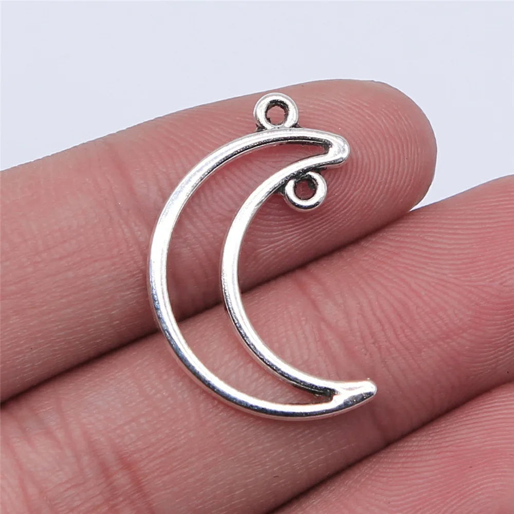 26x17mm 1g Antique Silver Zinc Alloy Moon Connector Charm for DIY Bracelet Necklace Jewelry Making