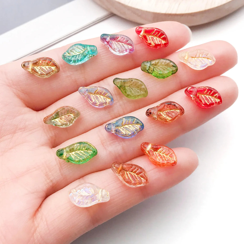 Glass Grape Leaf Mini Leaf Loose Beads for DIY Bracelet Necklace Beading Jewelry