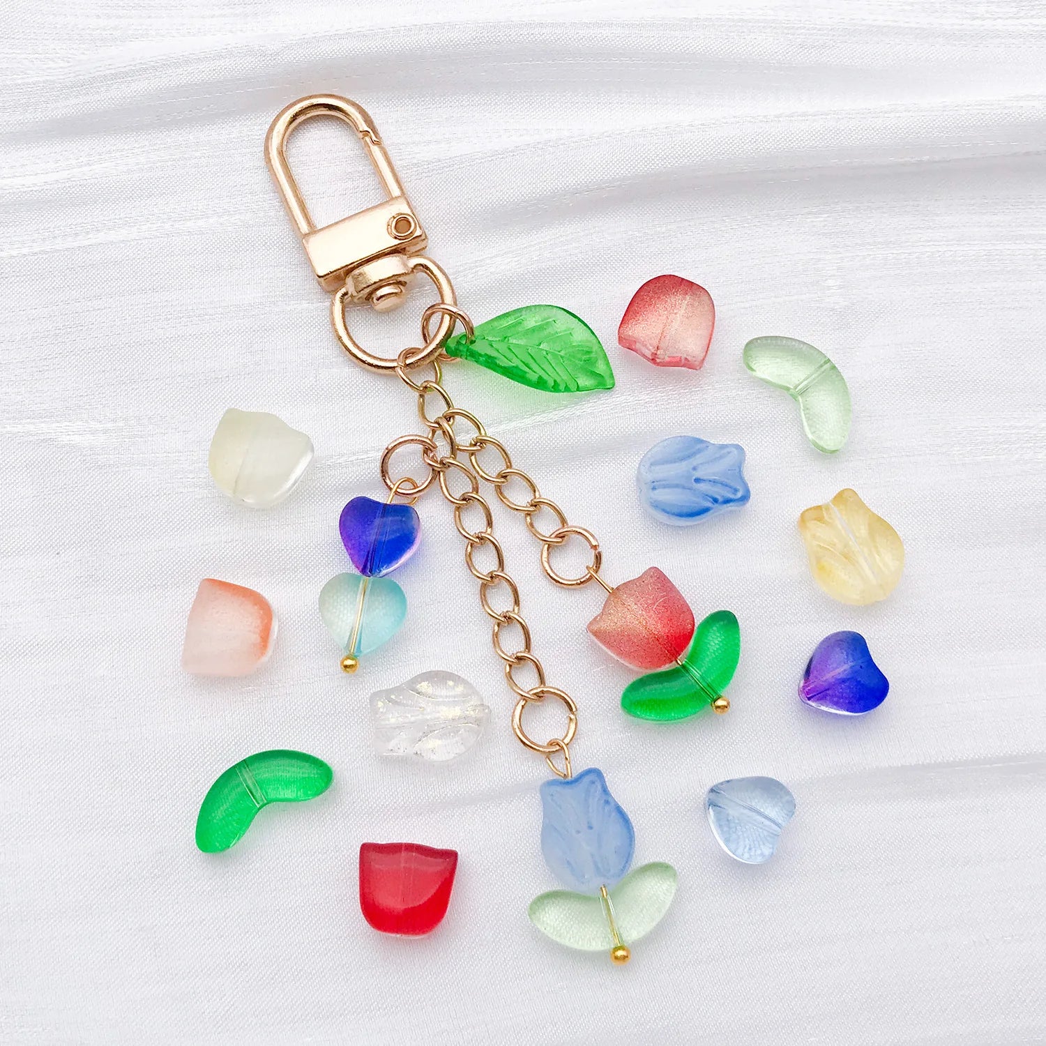 Gradient Pink Glass Tulip Petal Loose Beads for DIY Earrings Hairpins Bracelets