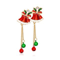 Cute Christmas Double Bell Brooch, Alloy Enamel Rhinestone Dangle Chain Lapel Pin Corsage Gift
