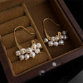 Handmade Freshwater Pearl Geometric Drop Earrings Light Luxury Fashion Jewelry