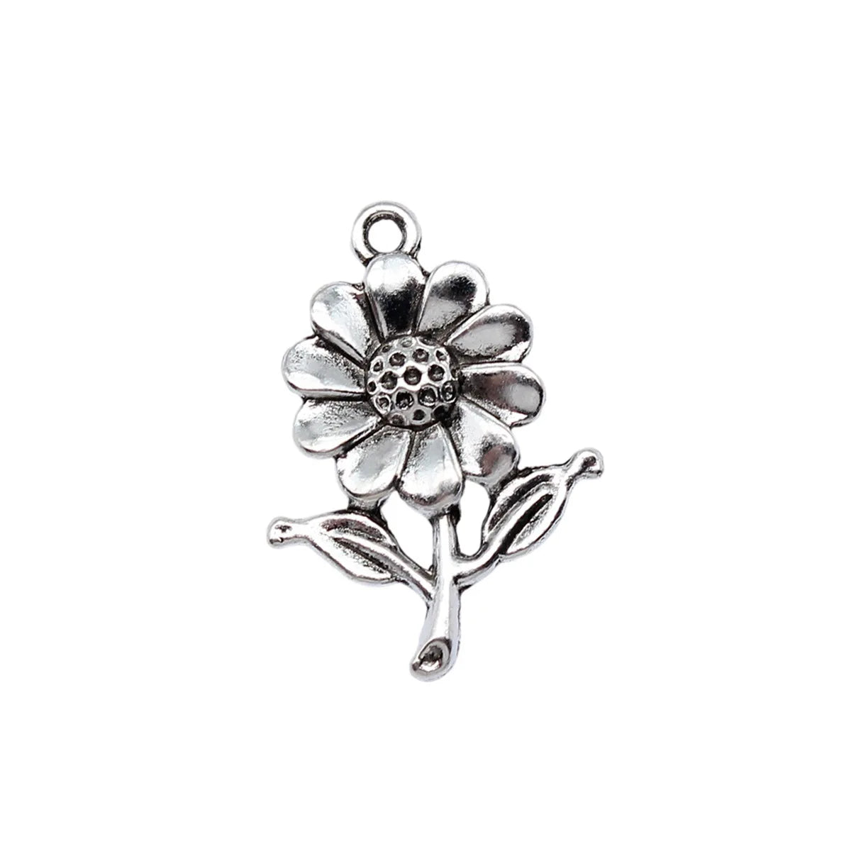 27x19mm 1.8g Antique Silver Zinc Alloy Flower Charm Pendant for DIY Necklace Bracelet Making
