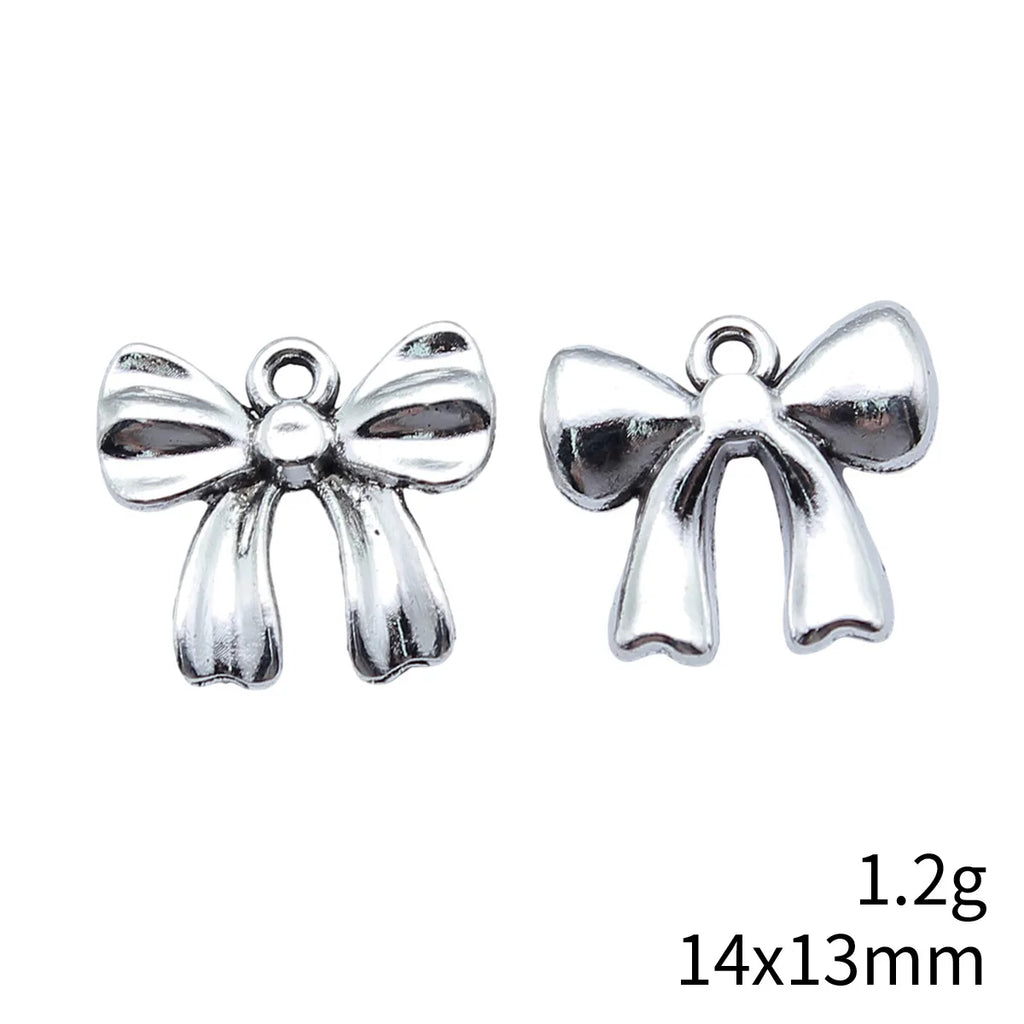 14x13mm 1.2g Antique Silver Zinc Alloy Bow Butterfly Charm Pendant for Bracelet Necklace DIY Jewelry Making