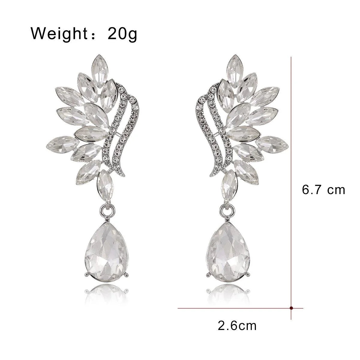 Luxury Champagne Crystal Leaf Drop Earrings With Rhinestone Teardrop Dangle For Wedding Banquet Party