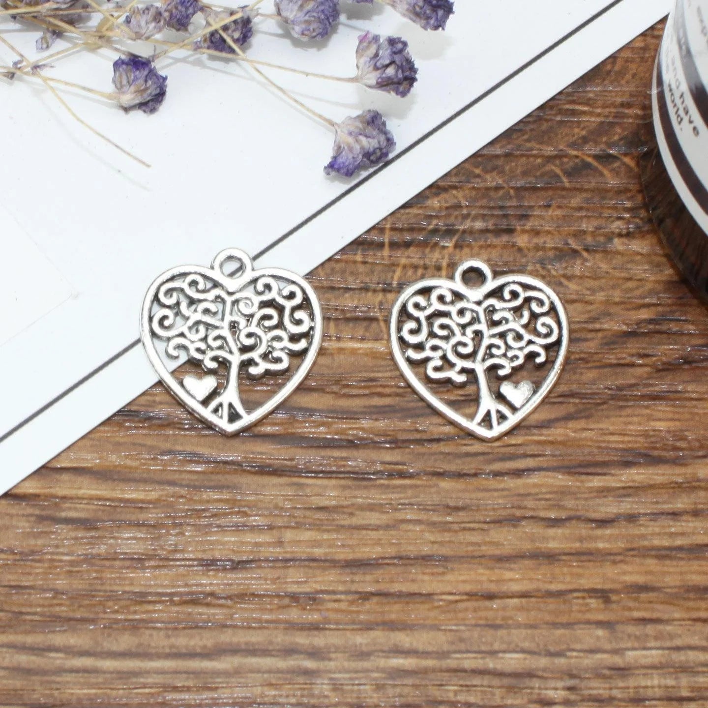 17x18mm Antique Silver Zinc Alloy Tree Of Life Heart Charm Pendant for DIY Necklace Bracelet Jewelry Making