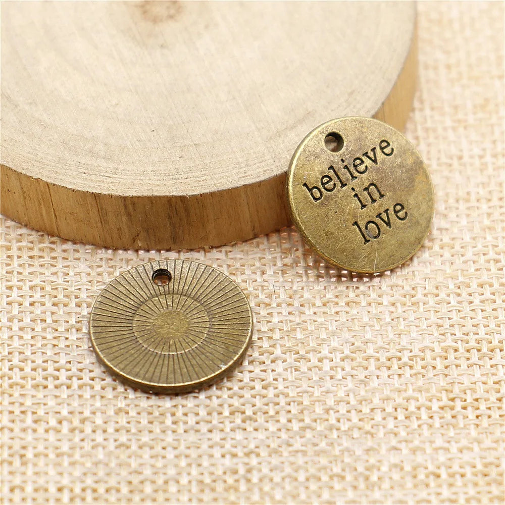 20mm 3g Multicolor Zinc Alloy Believe in Love Word Letter Charm Pendant for DIY Bracelet Necklace