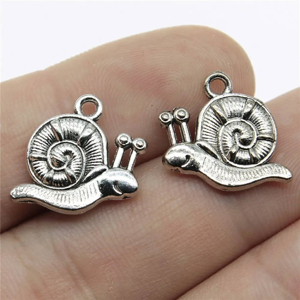 16x18mm 2.2g Antique Silver Zinc Alloy Double Sided Snail Charm Pendant for DIY Bracelet Jewelry Making