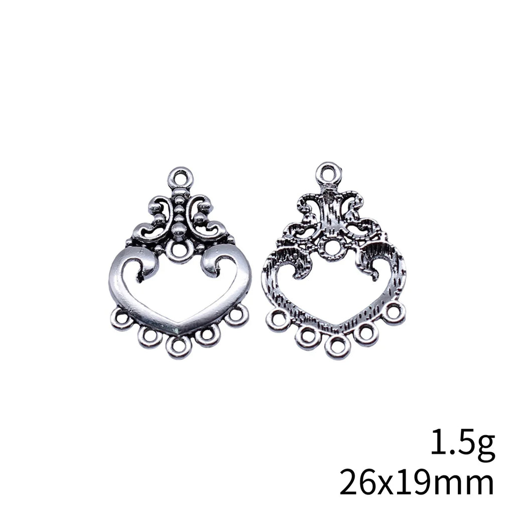 26x19mm 1.5g Antique Silver Zinc Alloy Earring Connector Charms for DIY Earrings Making
