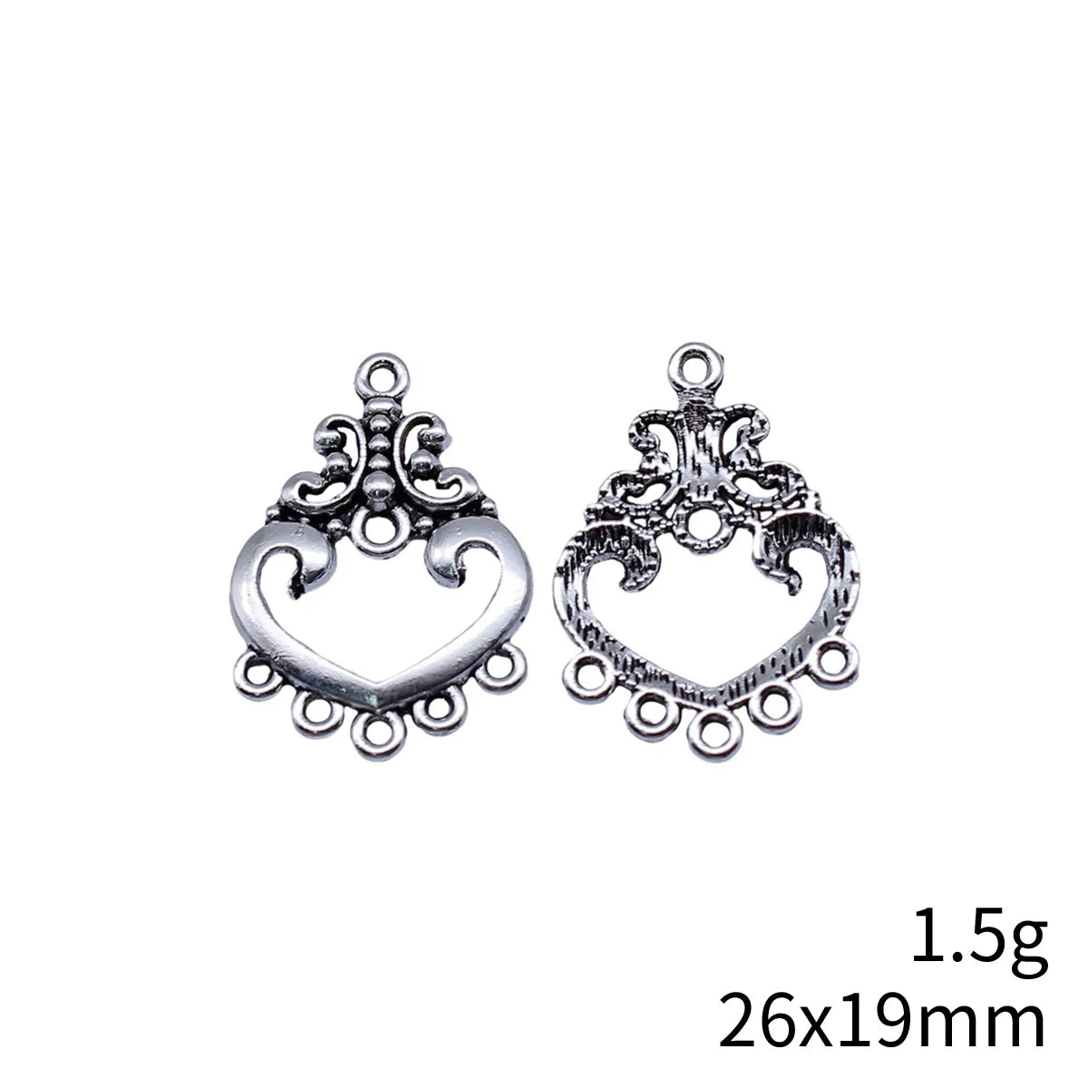 26x19mm 1.5g Antique Silver Zinc Alloy Earring Connector Charms for DIY Earrings Making