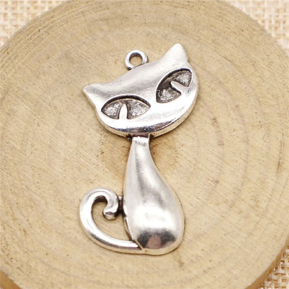 39x32mm 3.8g Multicolor Zinc Alloy Cat Charm Pendant for Necklace Bracelet DIY Jewelry Making