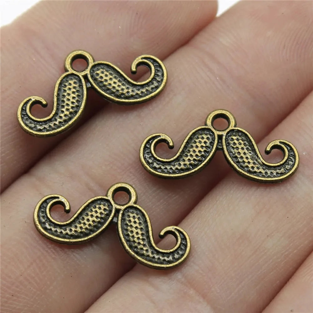 20x10mm 0.5g Zinc Alloy Small Mustache Letter Charm Pendant for DIY Bracelet Necklace Jewelry Making