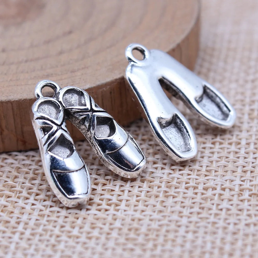 16x20mm 2.5g Multicolor Zinc Alloy Ballet Shoes Charm Pendant for Dance Theme DIY Jewelry Making
