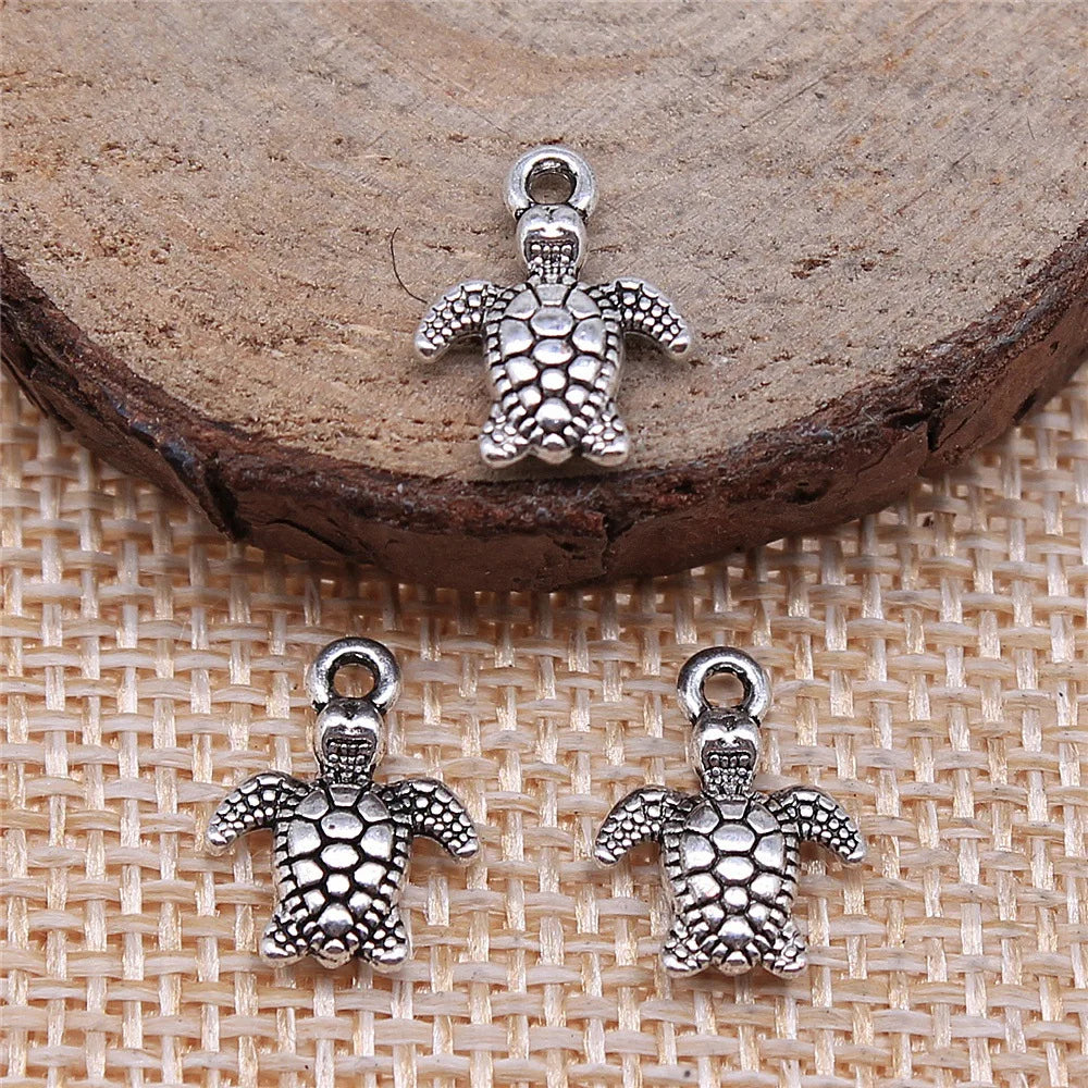 10x13mm 0.6g Multicolor zinc alloy Sea Turtle charm pendant for necklace bracelet DIY jewelry making