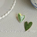 14K Gold Plated Enamel Heart Alloy Stud Earrings For Women Korean Style Jewelry