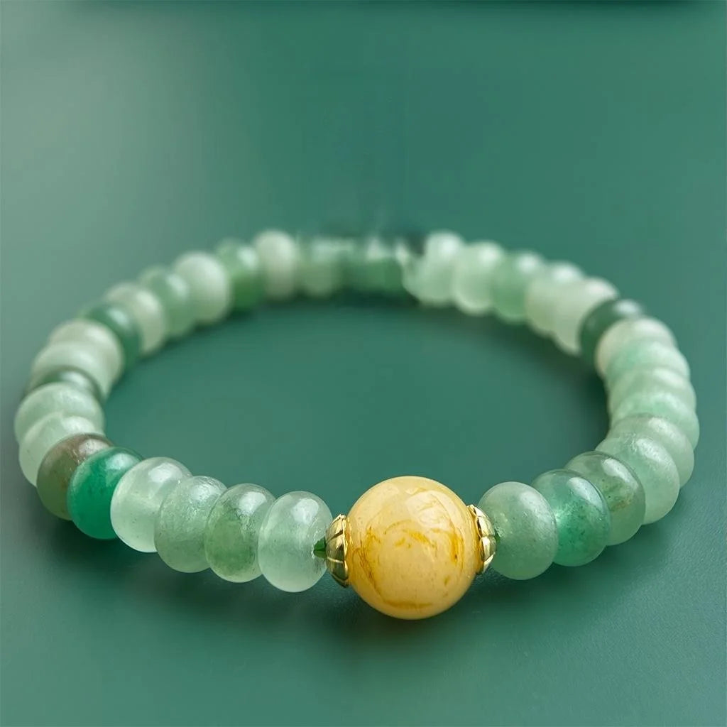 Natural Citrine Green Aventurine Copper Geometric Chinese Style Bracelet For Women