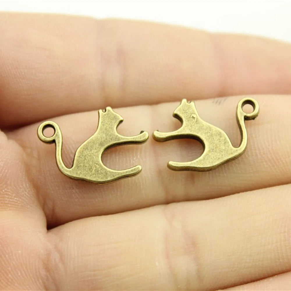 19x14mm 1.1g Multicolor Zinc Alloy Cat Charm Pendant for DIY Necklace Bracelet Jewelry Making