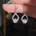 Sparkling Zircon Inlaid Copper Teardrop Geometric Light Luxury Drop Earrings