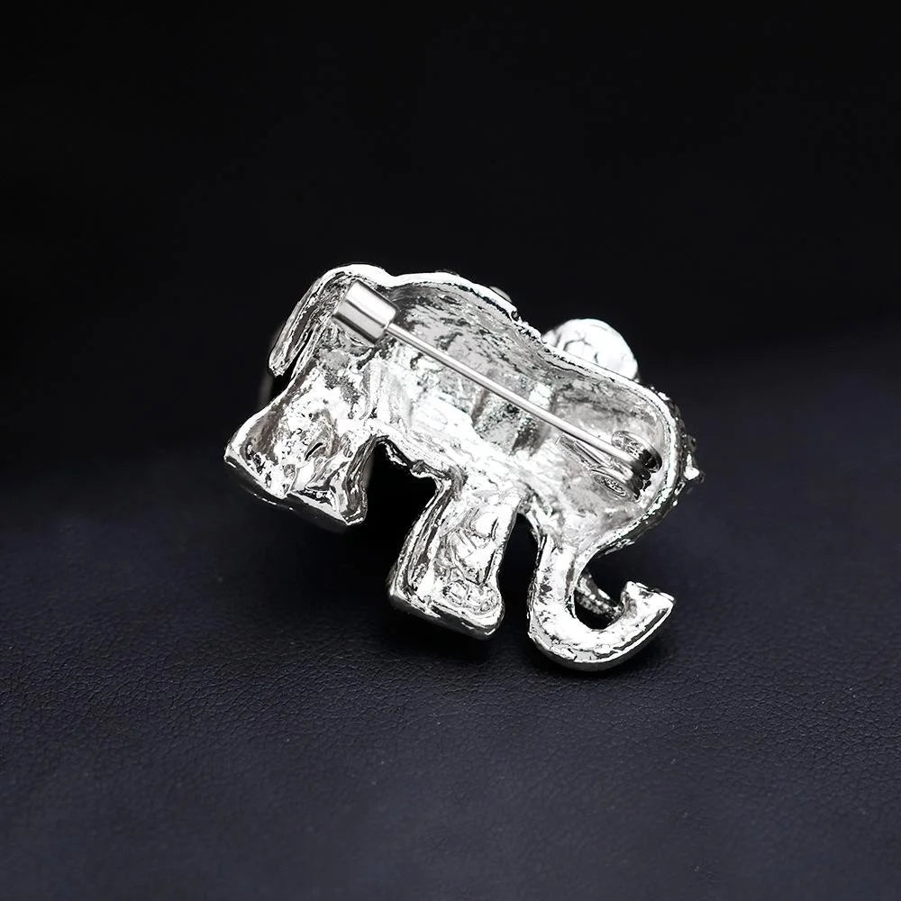 Luxury Rhinestone Elephant Brooch Pin, Silver Alloy Animal Lapel Corsage For Women Suit Accessory Gift