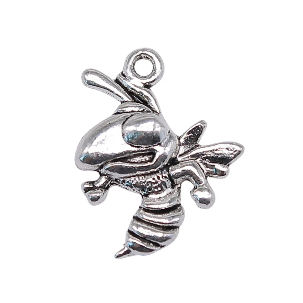 21x17mm 1g Antique Silver Zinc Alloy Bee Charm Pendant for DIY Necklace Bracelet Jewelry Making