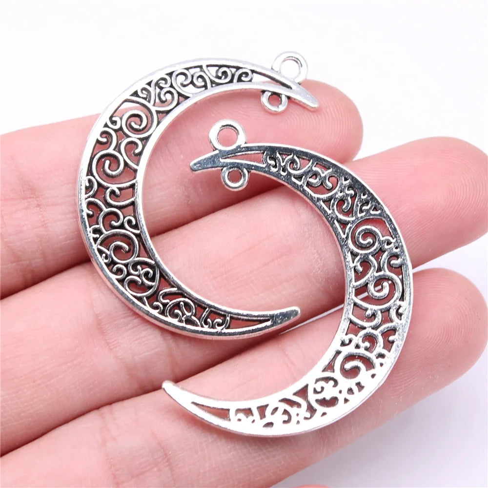 41x35mm 2.6g Multicolor Zinc Alloy Crescent Moon Connector Charm for DIY Necklace Bracelet Making