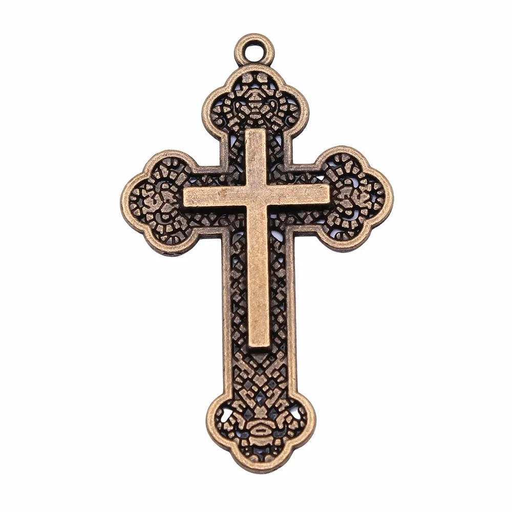 54x33mm 5.6g Multicolor Zinc Alloy Cross Charm Pendant for DIY Necklace Bracelet Jewelry Making