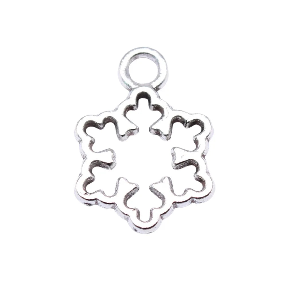 16x11mm 0.5g Antique Silver Zinc Alloy Snowflake Charm Pendant for Christmas Jewelry Making
