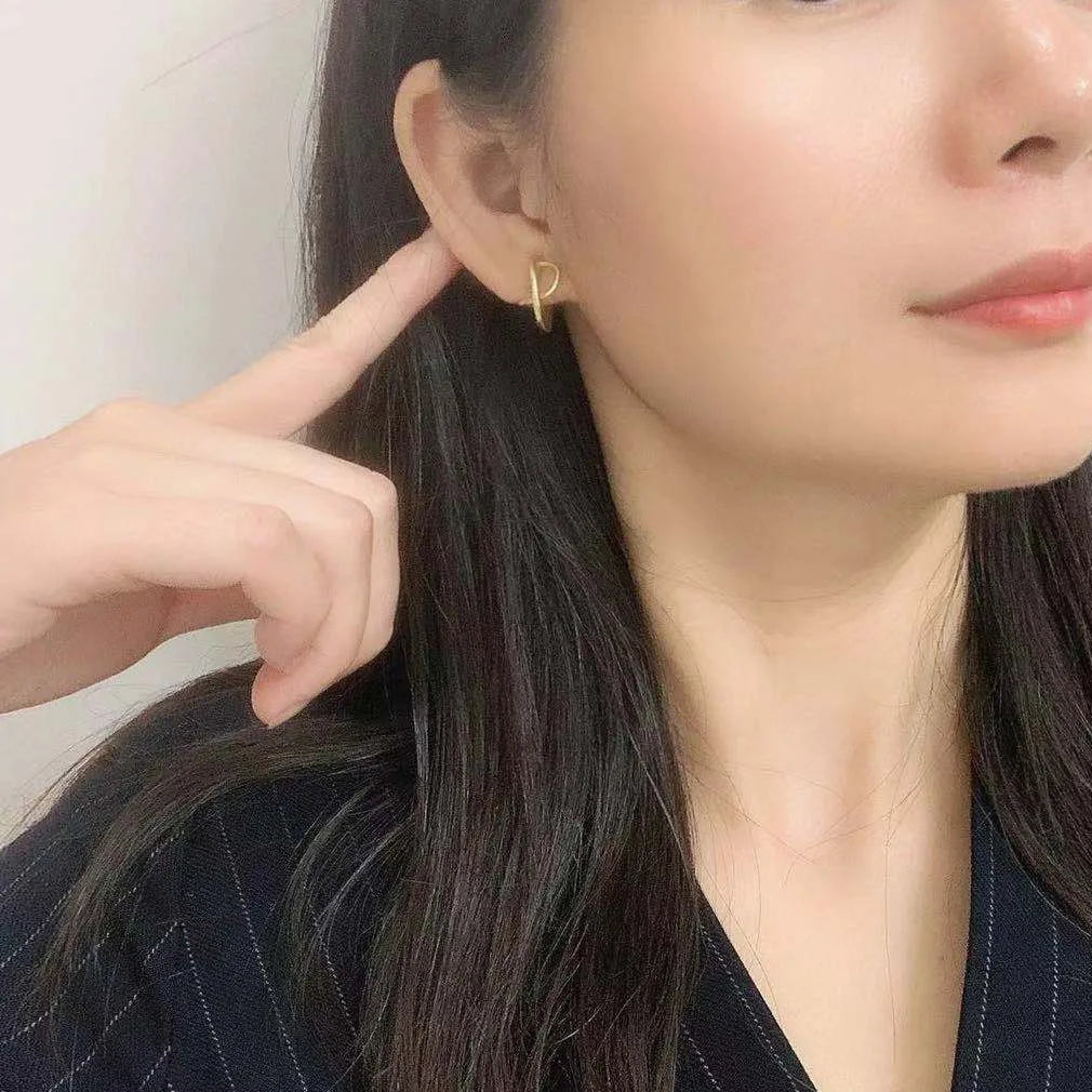 Elegant Matte Gold Alloy Spiral Hoop Stud & Clip On No Piercing Small Commuter Statement Earrings