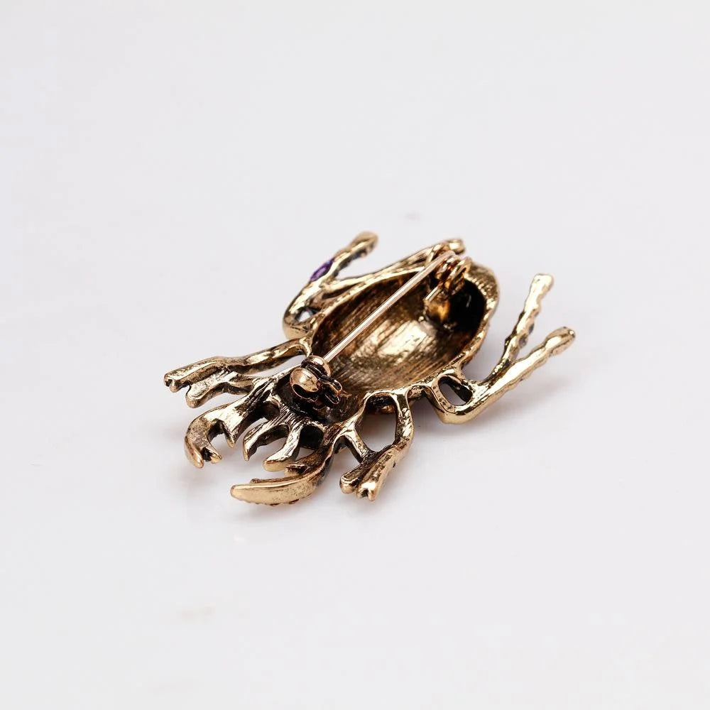 Vintage Rhinestone Beetle Brooch With Alloy Legs And Enamel Shell, Elegant Insect Lapel Pin Suit Accessory Gift