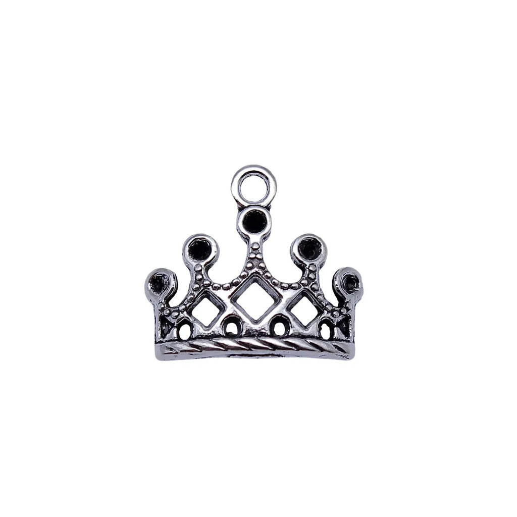17x15mm 1.15g Antique Silver Zinc Alloy Crown Charm Pendant for DIY Vintage Jewelry Making
