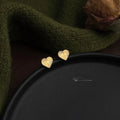18K Real Gold Plated Copper Heart Stud Earrings With Sparkling Cut Facets