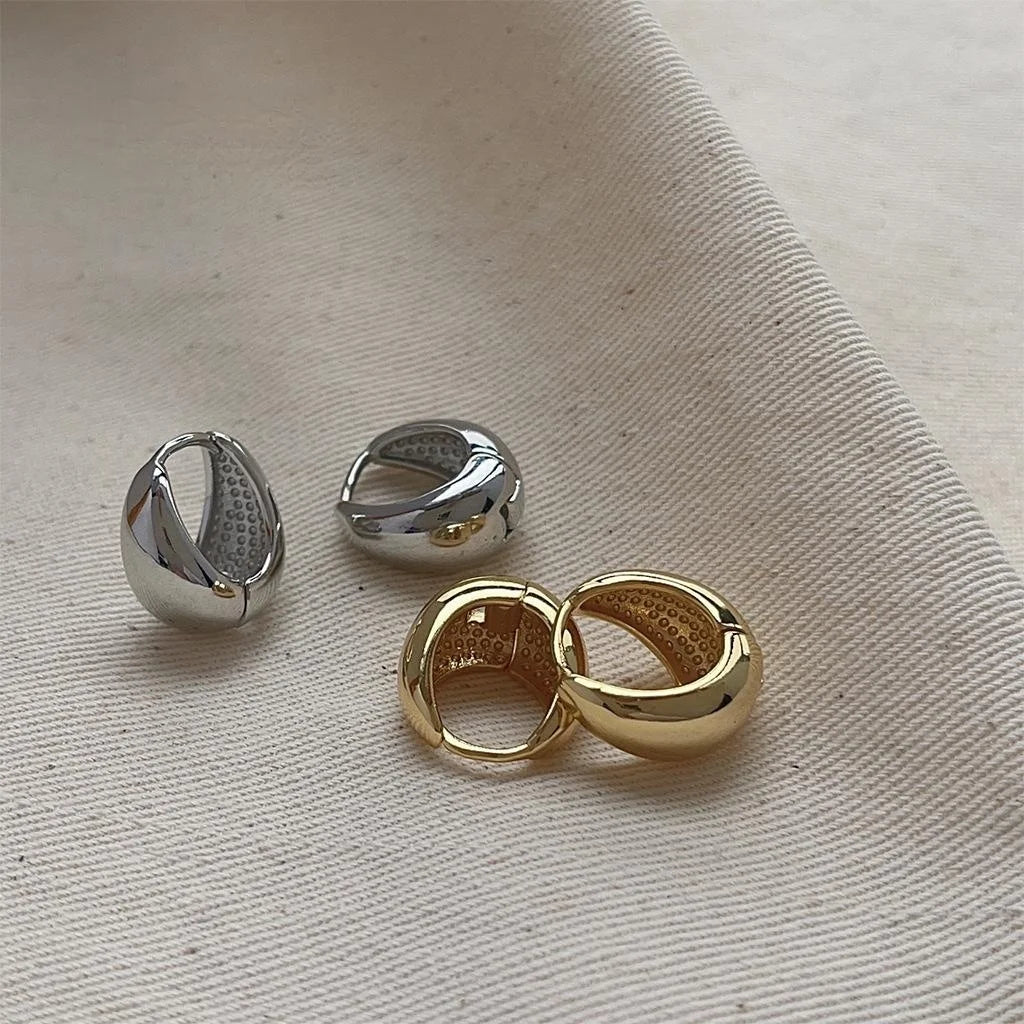 18K Gold Plated Copper Geometric Teardrop Stud Earrings Minimalist Luxury Everyday Jewelry